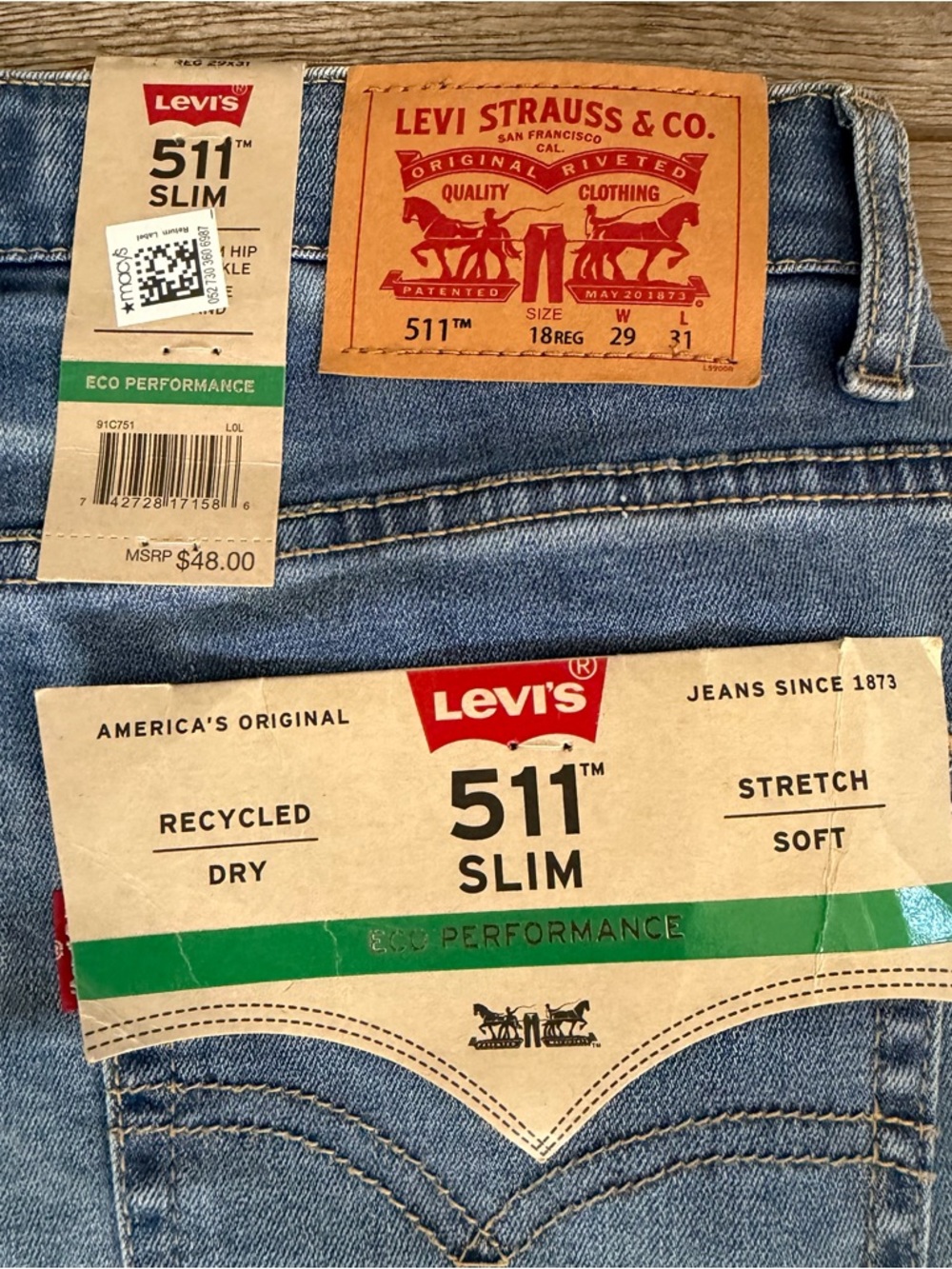 Levi's 511 Slim Fit Light Blue Straight Jeans - Boys - Size 18 - Picture 8 of 8